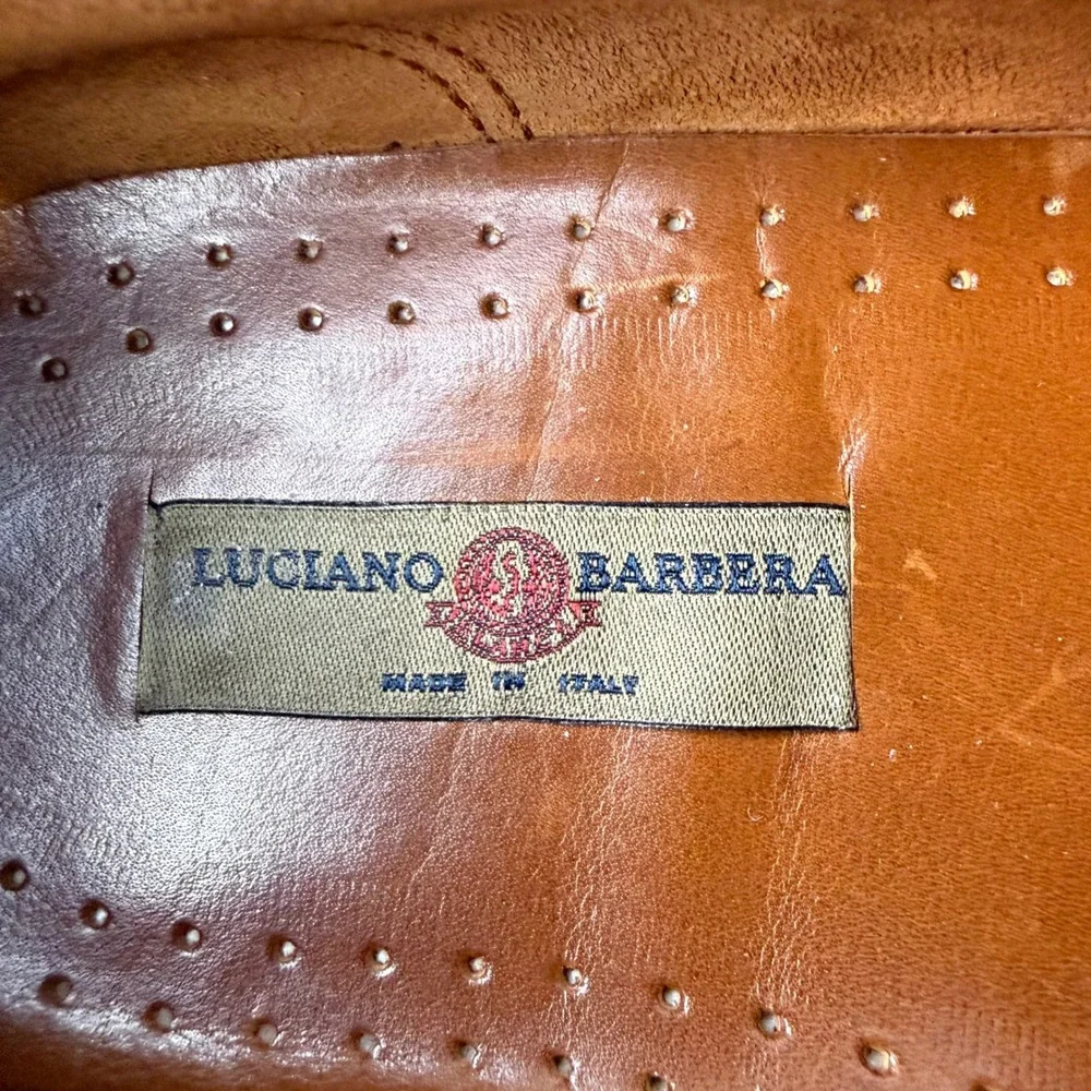 Luciano‎ Barbera Leather Slip On Loafers Mens 10.5 Tan Italian Luxury Designer